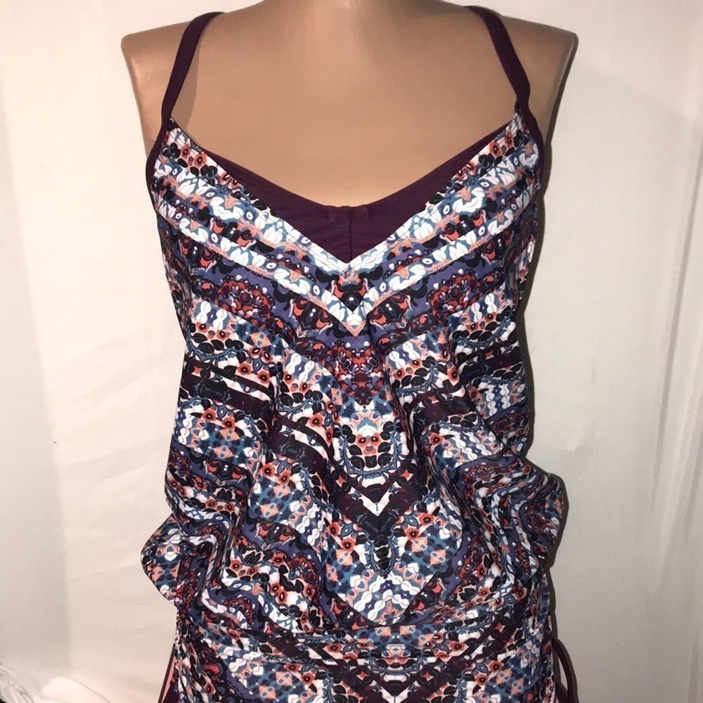 Athleta Women's Multicolor Marrakech Side Scrunch Tankini‎ Swim Top Size 34B/C